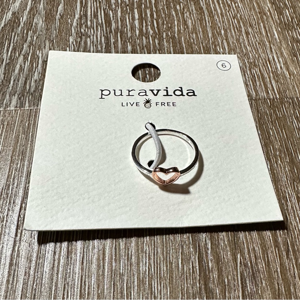Pura Vida Open Heart Ring Size 6